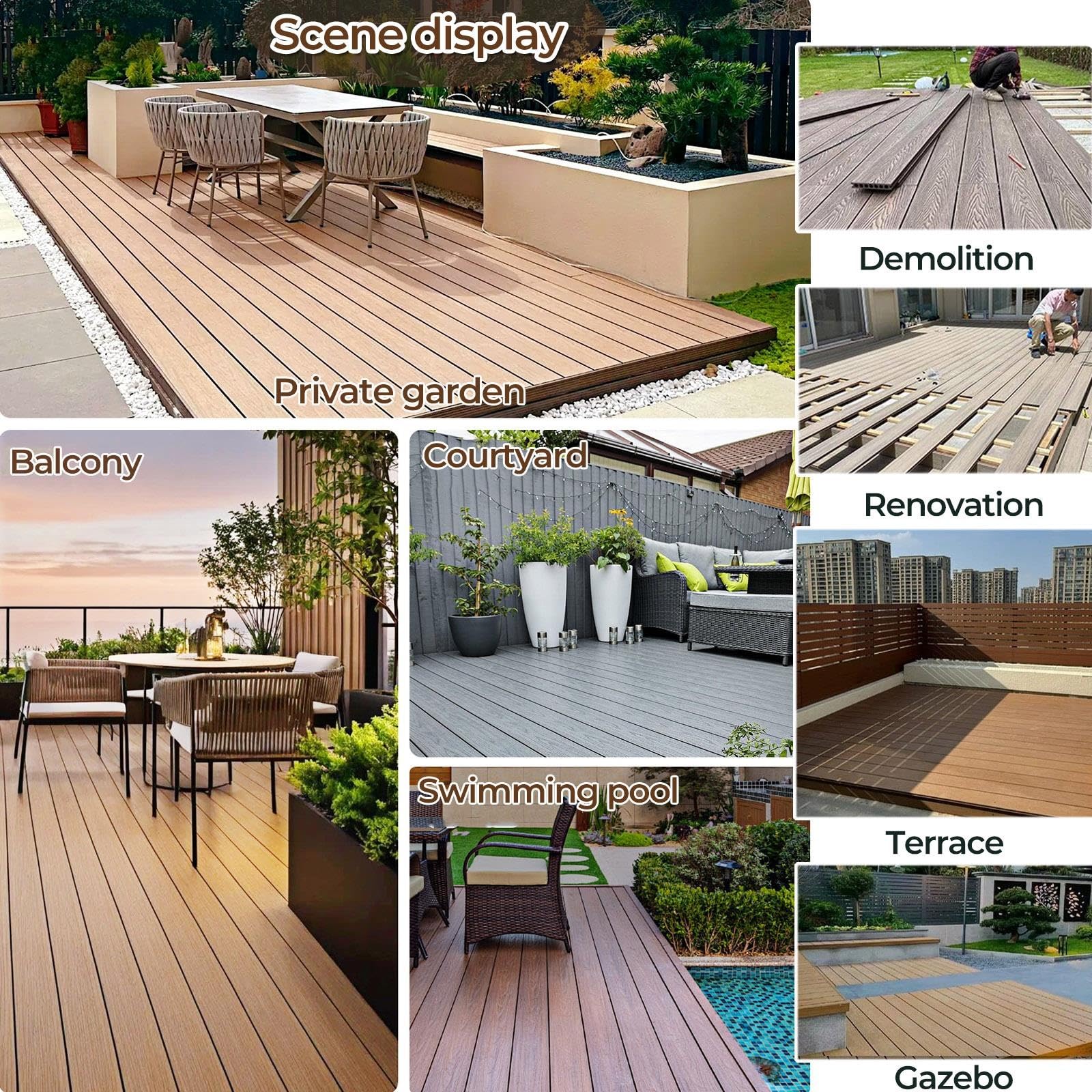 Dalles terrasse composite bois-plastique, dalle sol finition imitation bois