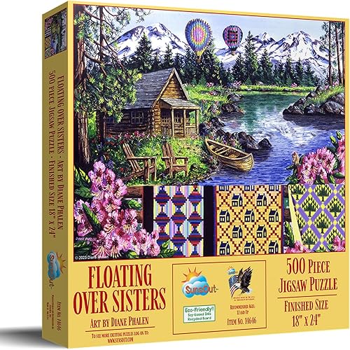 Miniatura 2 de SUNSOUT INC - Flotante sobre hermanas 500-500 piezas Rompecabezas por artista Diane Phalen - MPN # 14646