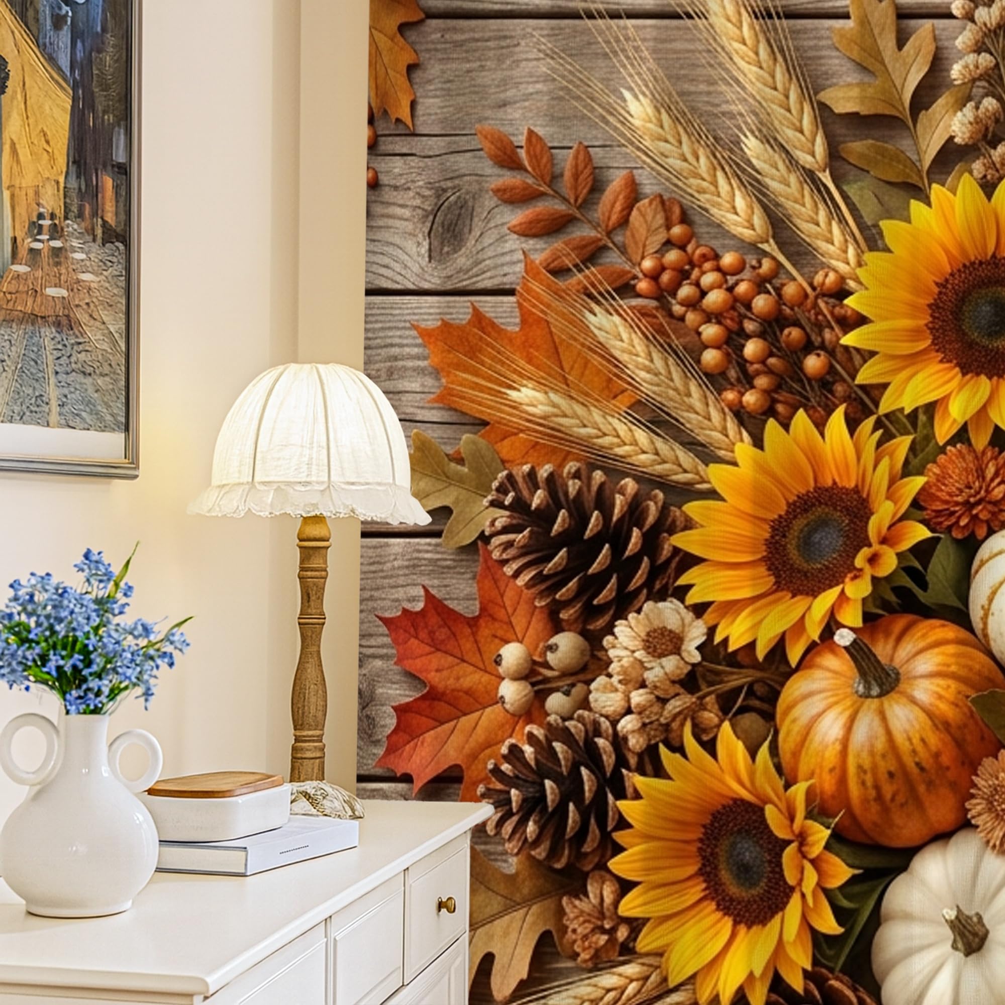 Rideaux occultants automne orange 132x241 cm pour salon et bureau