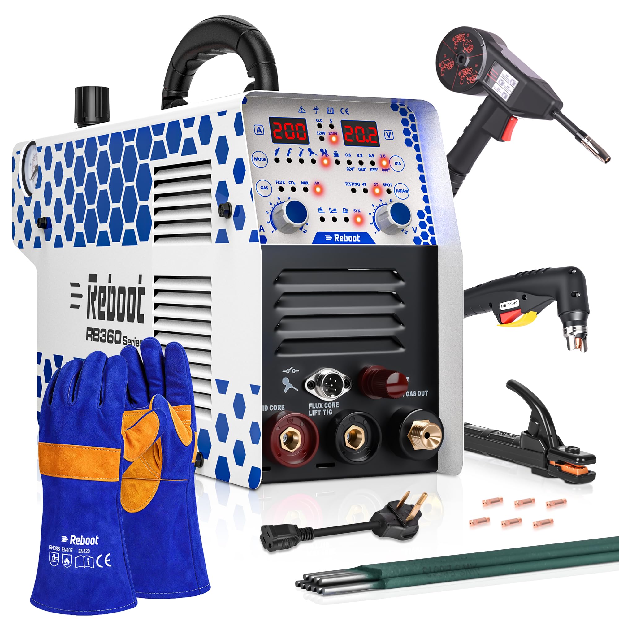 Reboot MIG Stick TIG Welder Machine 120V 240V Welding Gloves