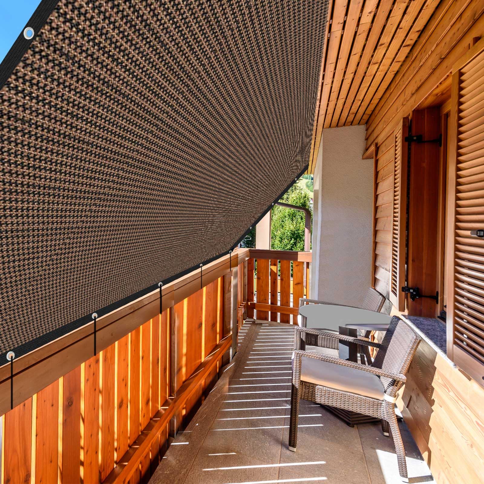 Red de sombra 85% resistente a los rayos UV, lona de sombra exterior parasol con borde con ojales, fácil de colgar, red de sombra para coche, jardín, invernadero, camping