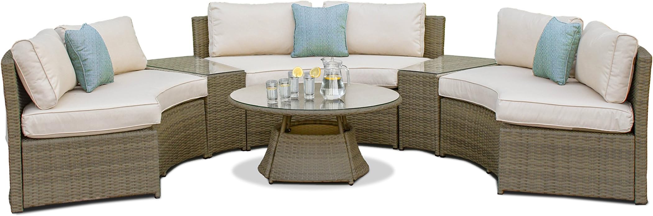 Maze Rattan Tuscany Half Moon Sofa Set, Mixed Brown, 95 x 95 x 45 Cm