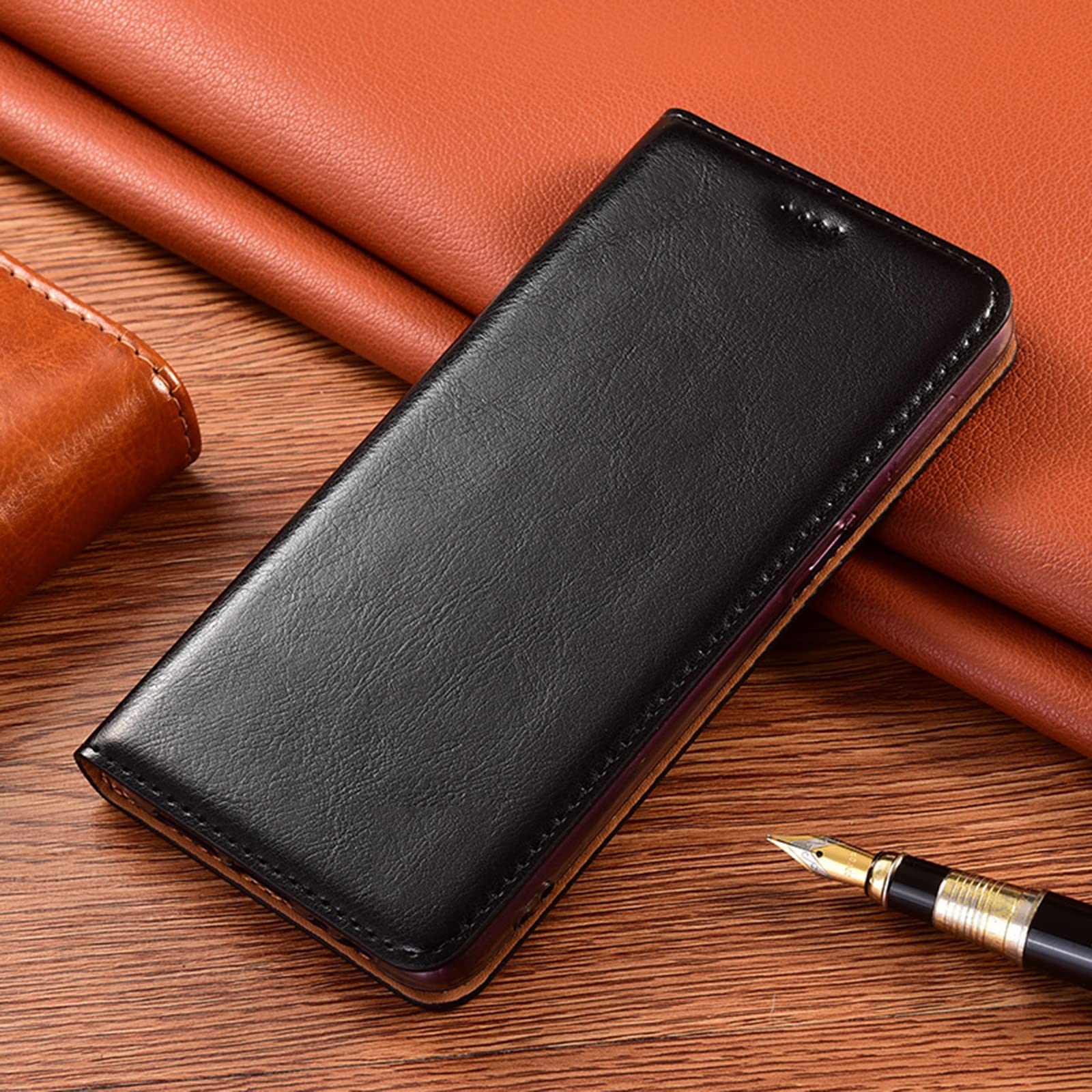 Custodia a portafoglio per Huawei Mate 50 Pro con supporto per carte, custodia in vera pelle