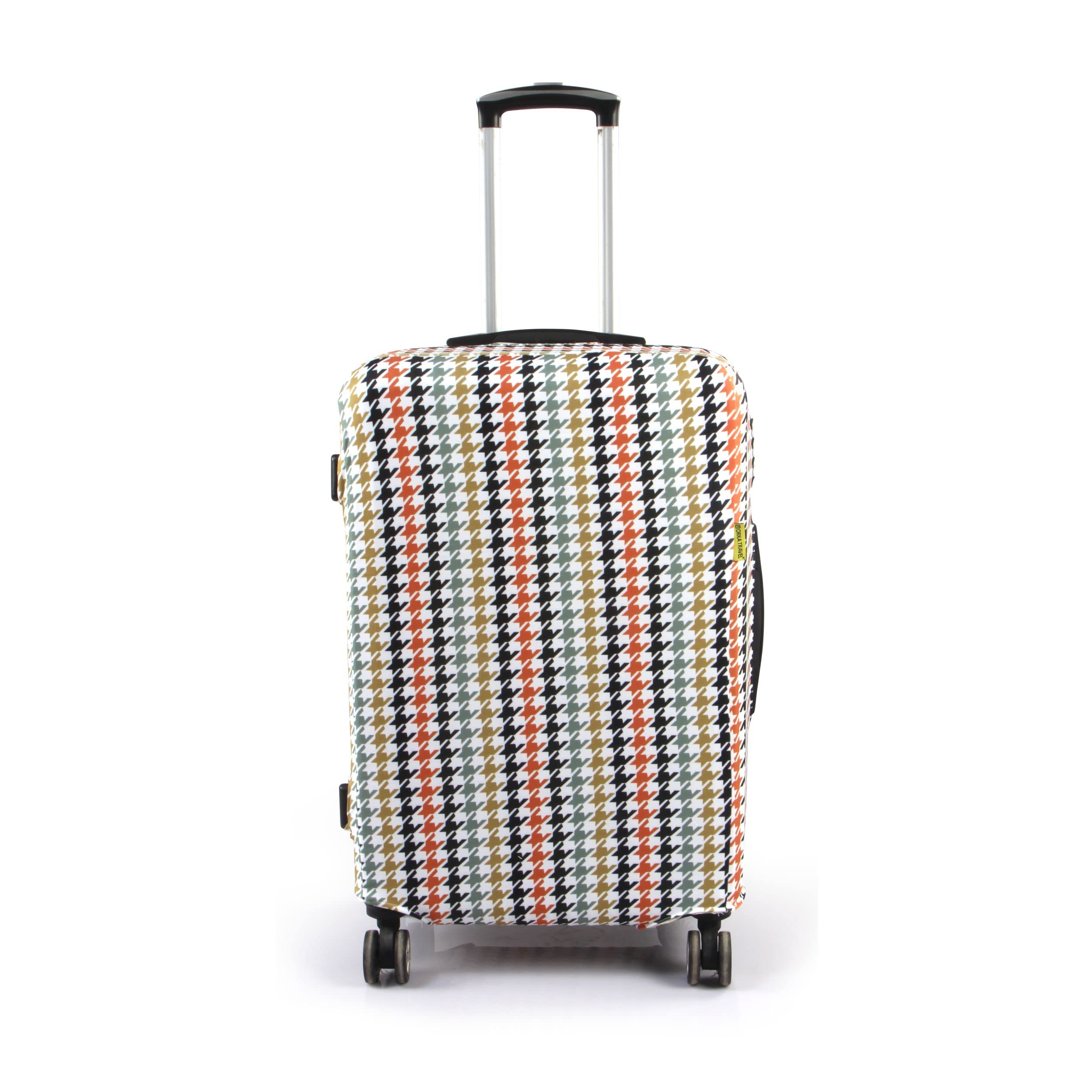 ORKA TRAVEL HoundstoothTheme Digital Printed Spandex Stretchable Fabric Luggage Protector Cover only (Small 22-24 inch) (Suitcase Bag Not Included in This Product)-picture-3