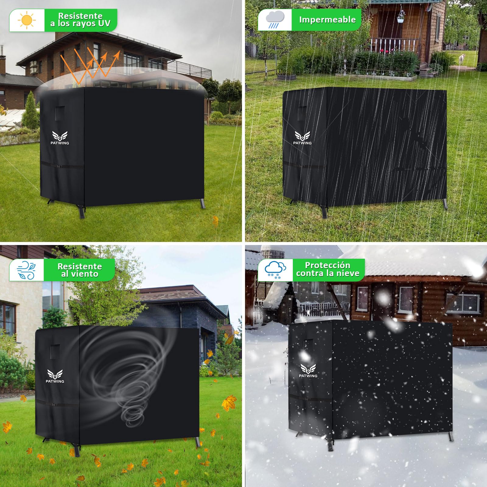 Funda Balancin Jardin, Cubierta de Columpio de Jardín Exterior de 3-4 plazas, 600D Impermeable UV Hamaca Funda Columpio Jardin, con Cremalleras y Hebillas
