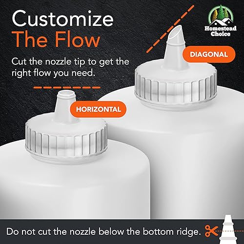 Miniatura 4 de Paquete de 3 botellas de plástico para salsas, botellas exprimibles de condimentos de 32 onzas para líquidos, botella de chorro sin BPA con tapa,