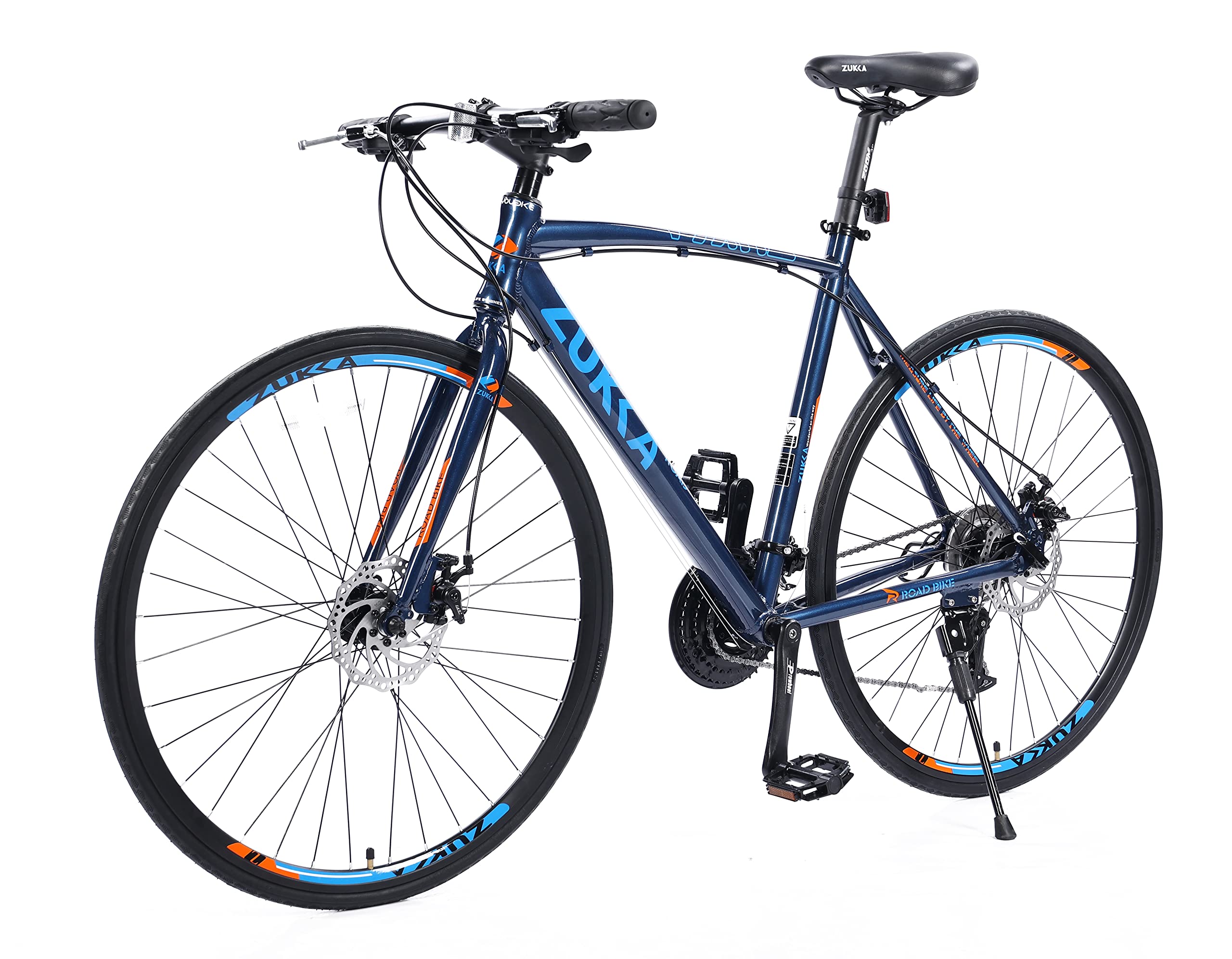 MEGHNA Road Bike 700C Wheels 3 x 8/24 Speed Dual Disc Brake Road Bike Flat Handlebar Hybrid Bike Commuter Bike for Women Men Junior Senior