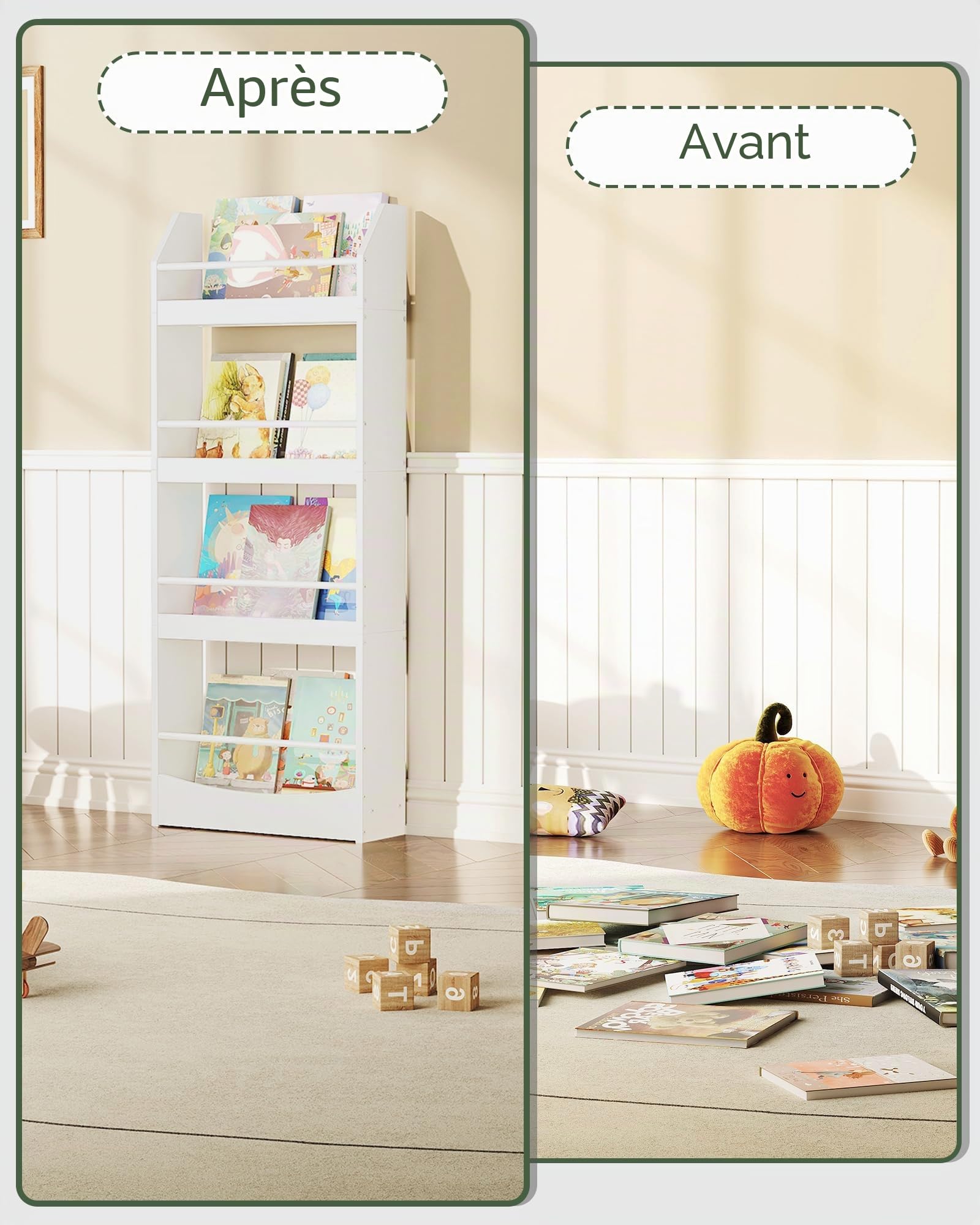 CHOEZON Bibliothèque Murale à 4 Niveaux pour Enfant, 39,8 cm Étagère à Livres Suspendue pour Chambre d’Enfant, Organisateur pour Jouets, Présentoir pour crèche, Salle de Jeux, Blanc DMCW04WB