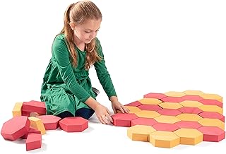 Playlearn Foam Paver Building Blocks â€“ 30 Piece Stacking Blocks for Kids â€“ Safe Non-Toxic EVA Foam - Red and Tan