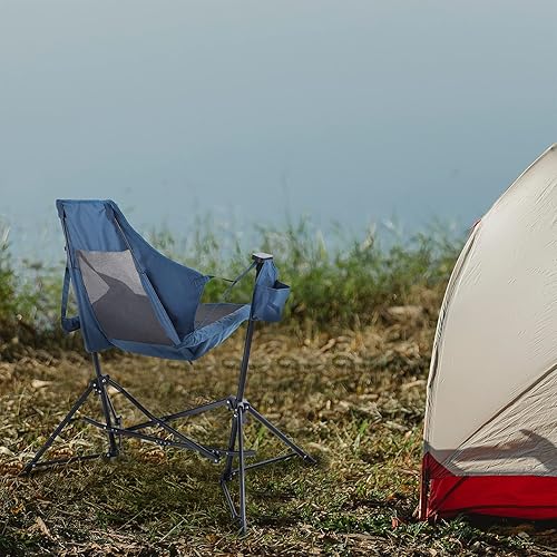 Miniatura 2 de LETS CAMP Hamaca portátil para campamento silla mecedora plegable de gran tamaño con reposacabezas y portavasos para viajes picnic patio pesca