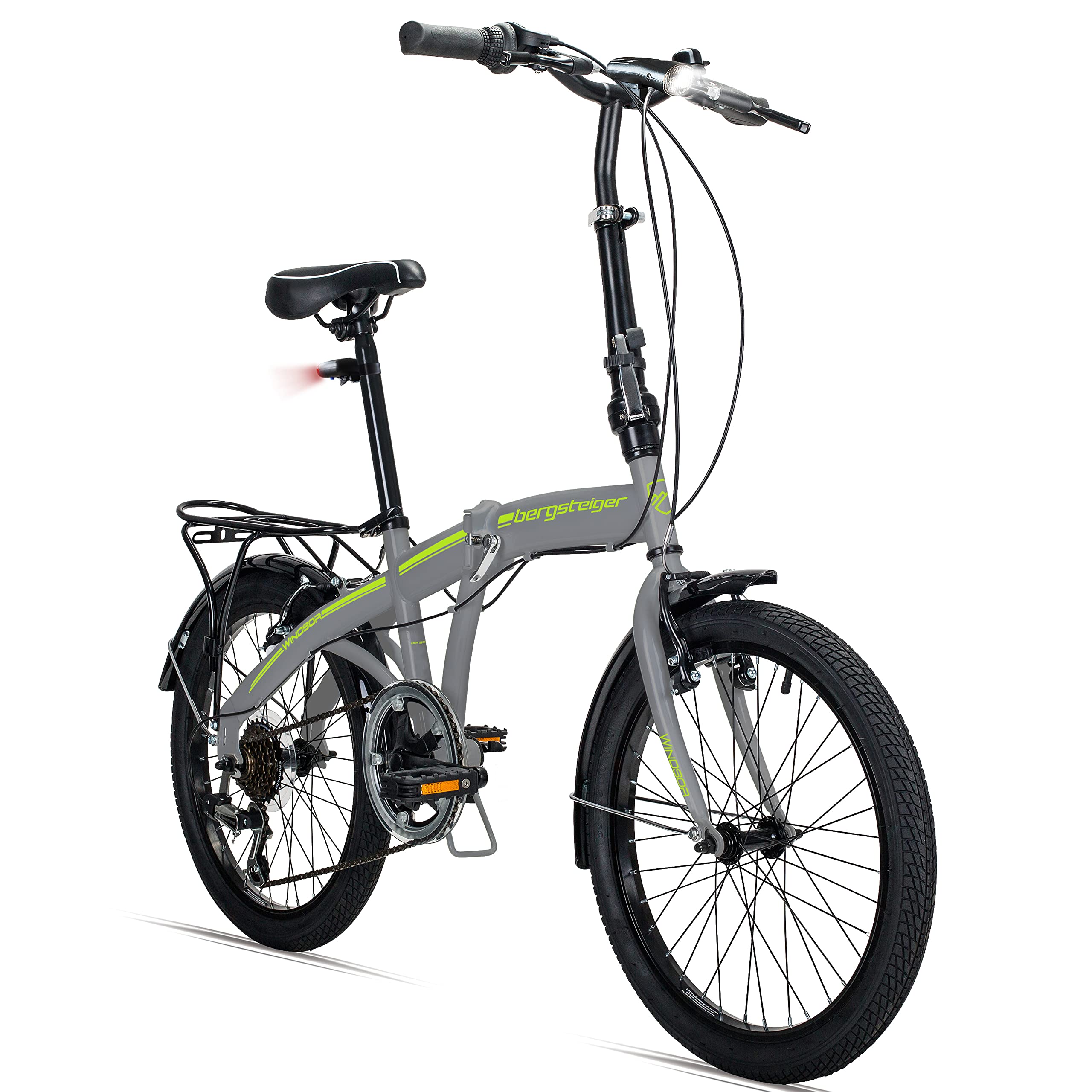 Bergsteiger Windsor 20 Zoll Faltrad, Klapprad, 6 Gang-Schaltung, LED Batterie-Licht, Quick-Fold-System, Klappfahrrad
