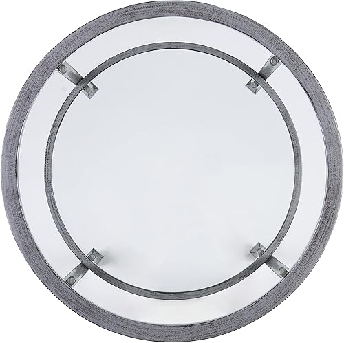 Miniatura 6 de SEI Furniture Jaymes - Mesa auxiliar redonda de metal y vidrio de 2 niveles, color plateado y negro