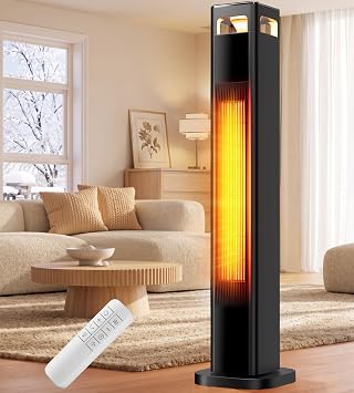 AKIRES Space Heaters for Indoor Use Large Room,1500W Electric Heater with Thermostat,4 Modes,120 Oscillation,24H Timer & Remote,Safety Protection,Fast Heating Portable Heater for Bedroom,Office,Black