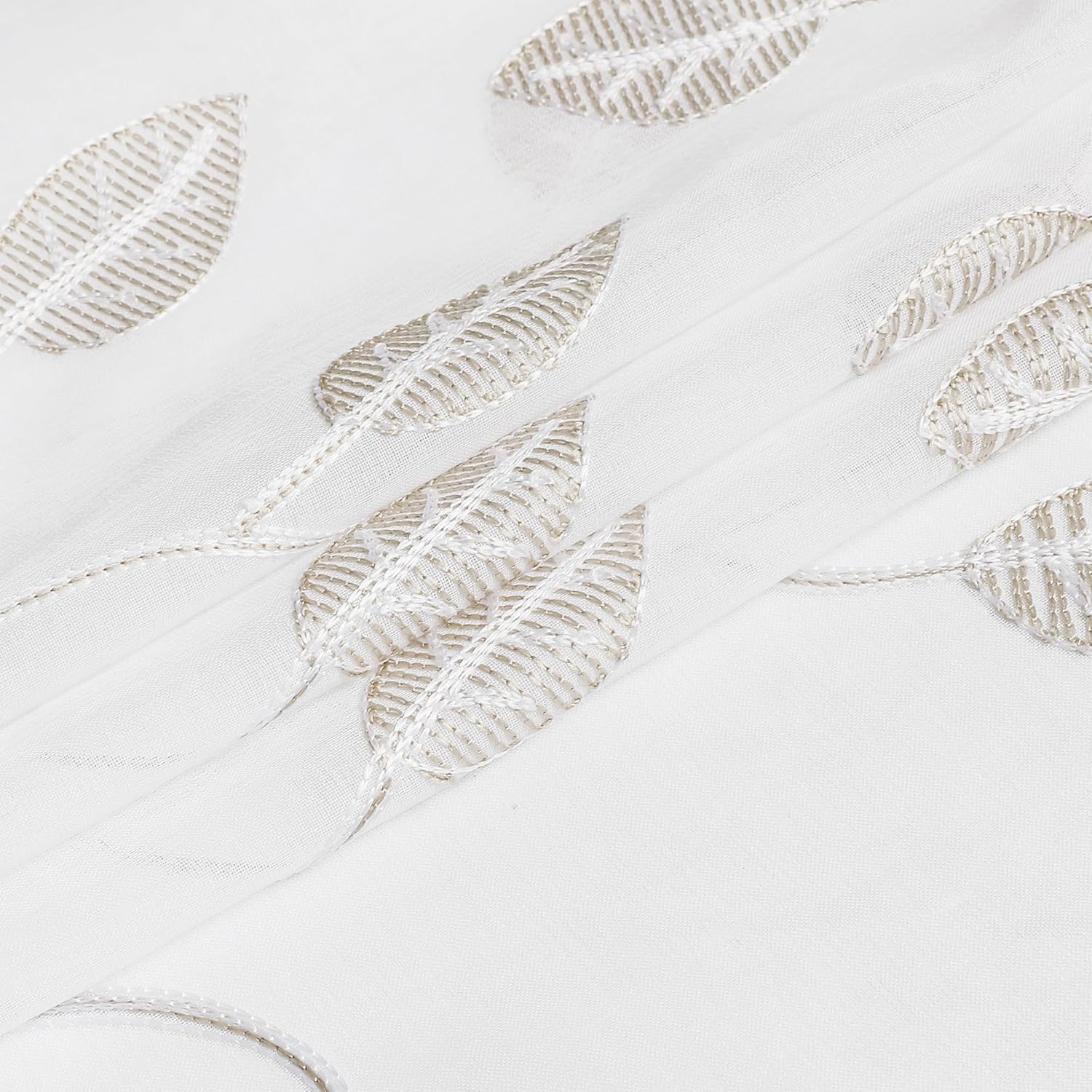 Regal Home Collections Embroidered Kitchen Tiers & Window Valance Curtains - 54"x36" Light Filtering Rod Pocket Cafe Tier, Curtain Valances for Windows, Florence White/Linen