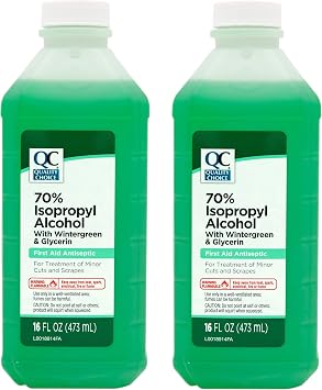 Quality Choice 70% Isopropyl Alcohol First Aid Antiseptic with Wintergreen & Glycerin, 16 FL OZ Pack of 2