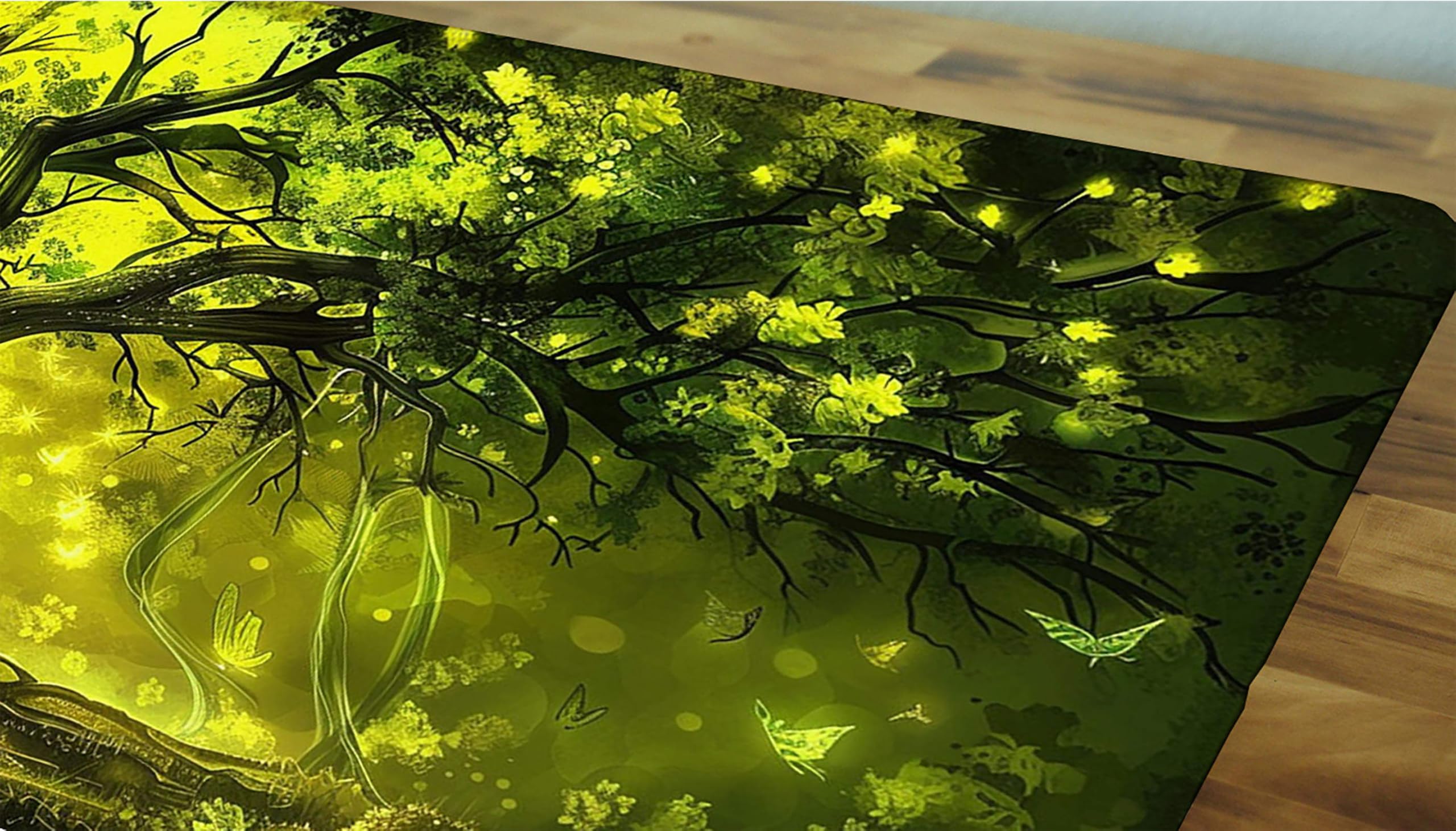 Zielona podkładka pod mysz XXL, podkładka na biurko, 1200 x 600 cm, szyte krawędzie, antypoślizgowa, gumowa podstawa, pod mysz dla graczy, stabilna przyczepność na gładkich powierzchniach, poprawia