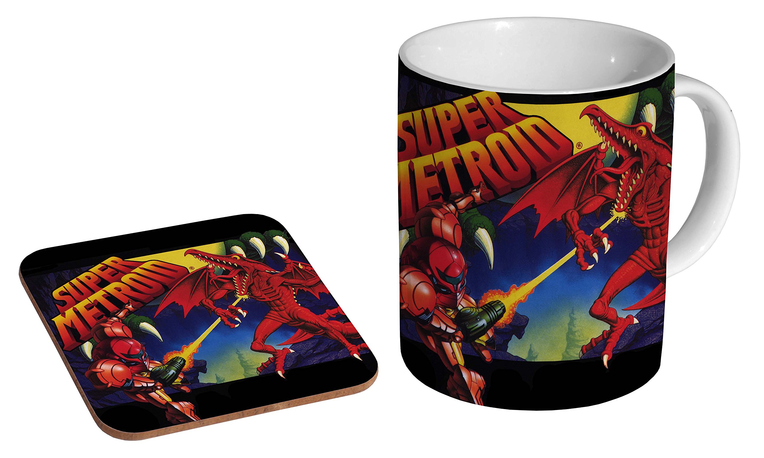 Mugmart White Super Metroid Ceramic Coffee Mug + Coaster Gift Set …