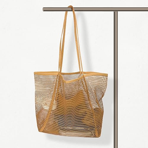 Miniatura 5 de VKIOIP Bolsa de playa de malla para mujer, bolsa de hombro para vacaciones, picnic