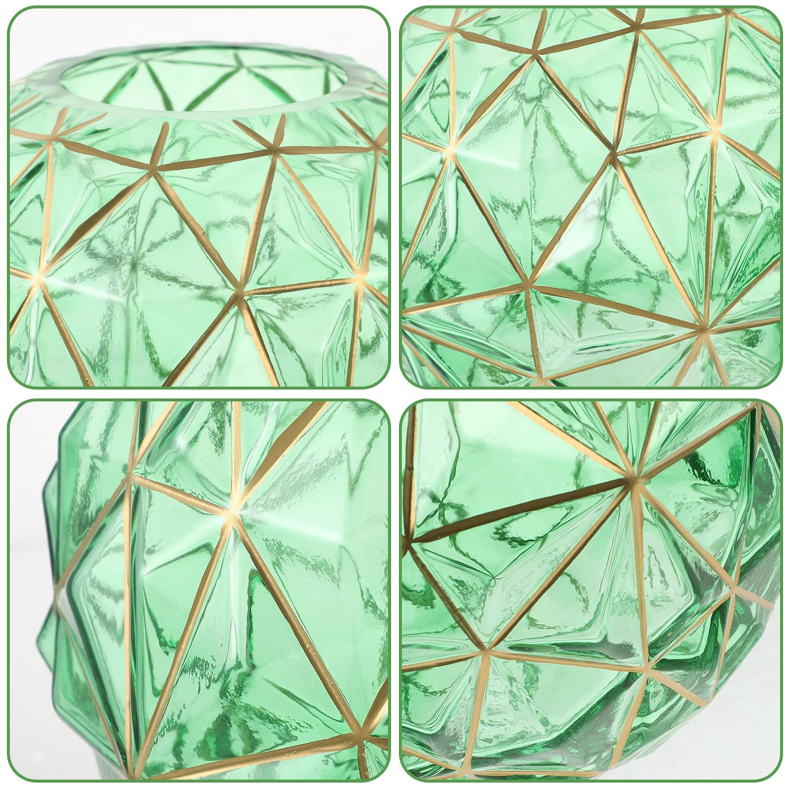 Vaso di Fiori in Vetro Verde, Raffinato e Distinto per Tulipani e Rose | Design Semplice e Unico, per Soggiorno e Hotel, Decorazione Contemporanea, Centrotavola, Stile Nordico