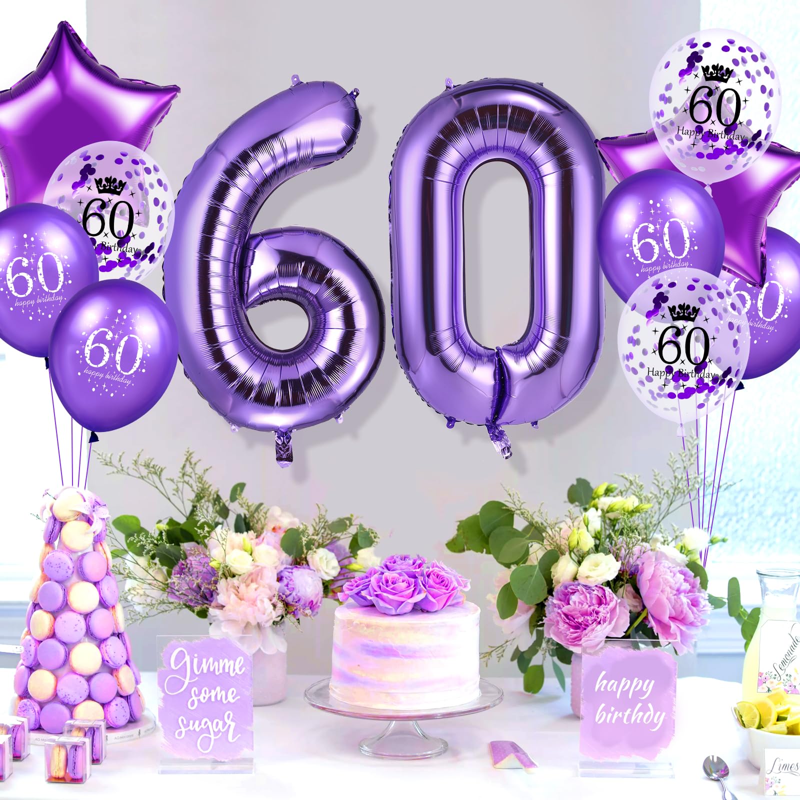 Amazon.com: RUMIA Purple 60th Birthday Balloons, 14 PCS: 40 Inch