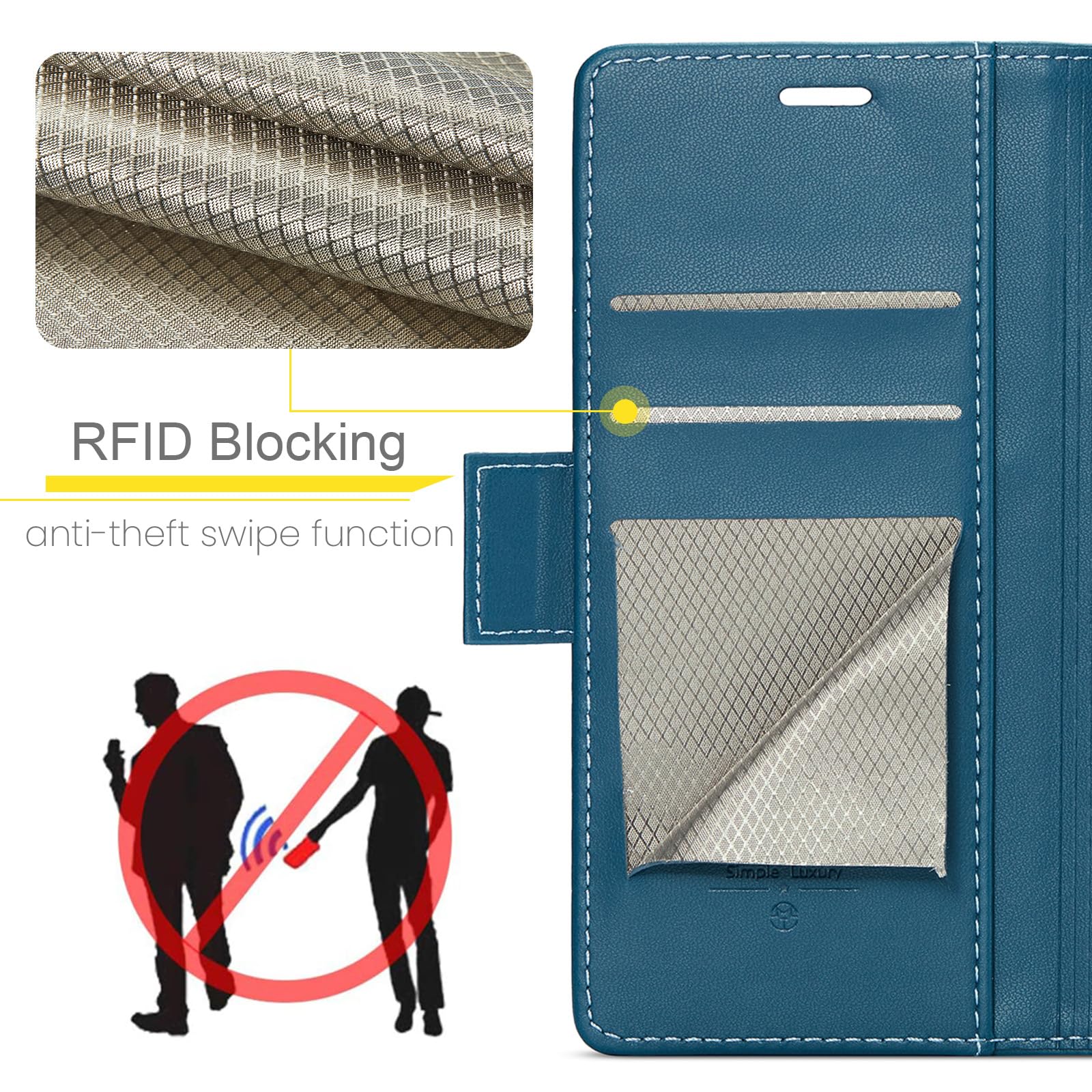 for Samsung Galaxy Z Fold 7 Case, Premium PU Leather Wallet Case Flip Cover with [RFID Blocking][Card Holder][Stand Function] Shockproof Protective for Samsung Galaxy Z Fold 7, Blue — view 2
