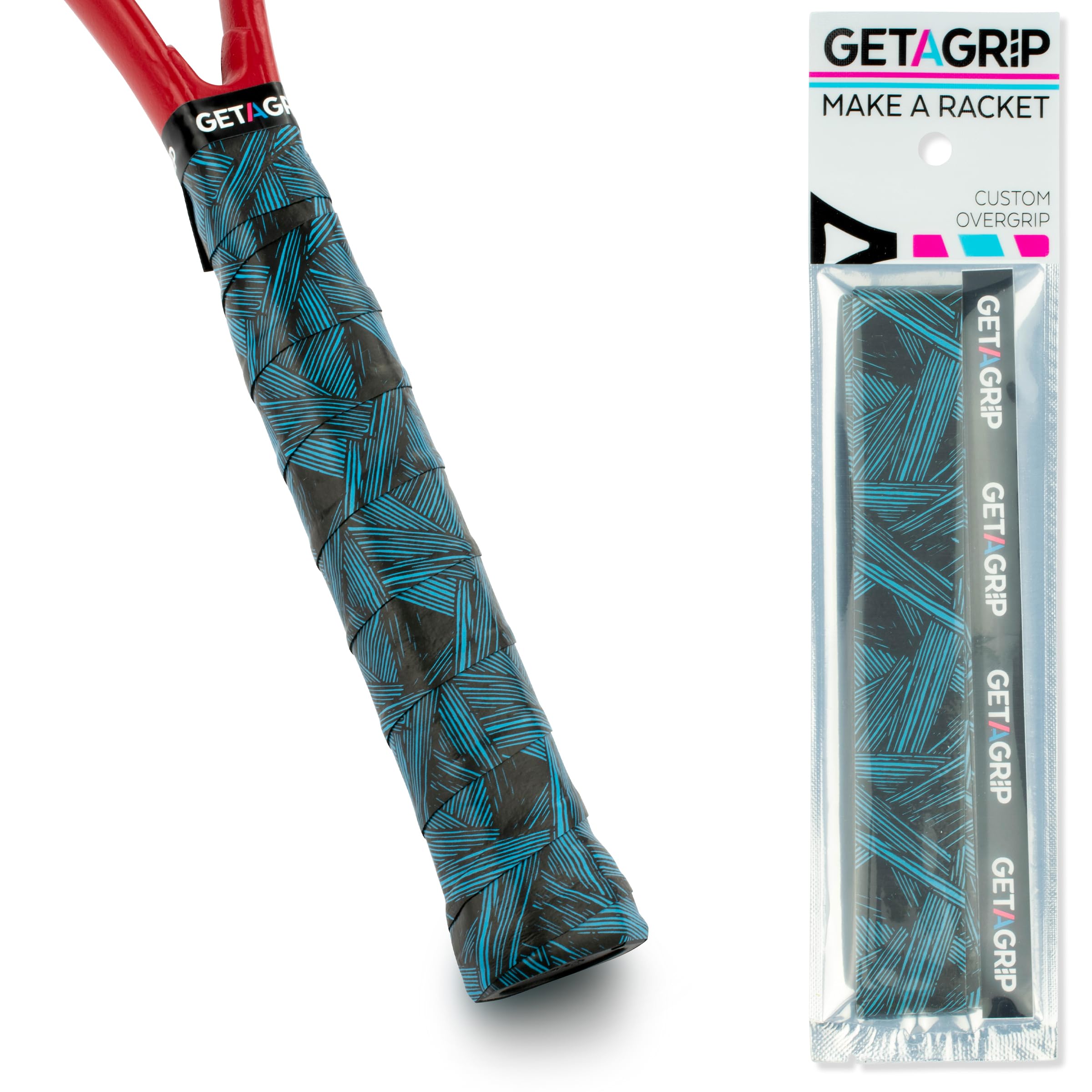 GET A GRIP Racket Overgrips – Anti-Slip Tennis Grip Wrap, Sweat Absorbent & Quick-Dry Handle Tape for Tennis, Padel & Pickleball (Blue Steel, 3)