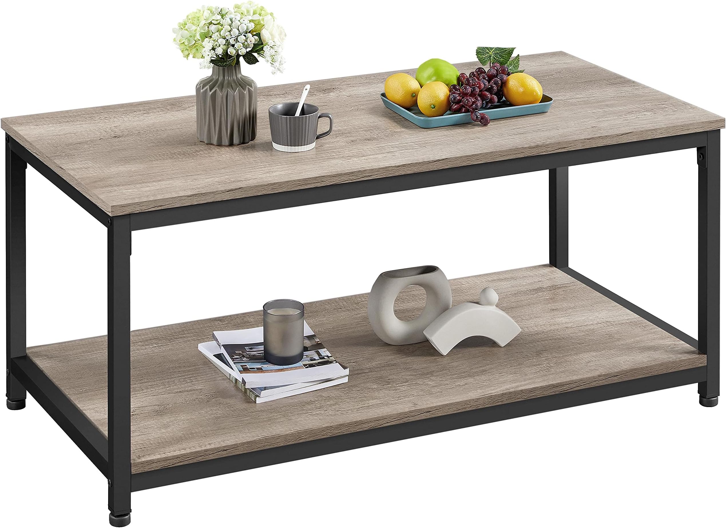 Tavolino Da Caffè In Vetro Temperato - 106x50x45 Cm - 2 Ripiani - Struttura Metallo - Dorato - Foto 6