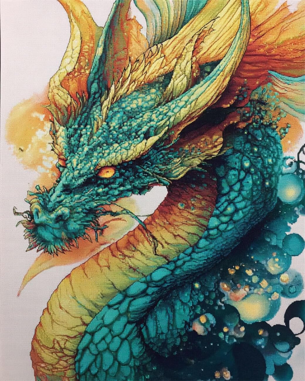 RKFLGEW DIY Embroidery Beads Set Anime Dragon 30x40cm