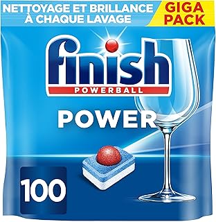 Finish Pack de 100 Lave Vaisselles Tablettes Multifonctions Tout en 1 Power Ball