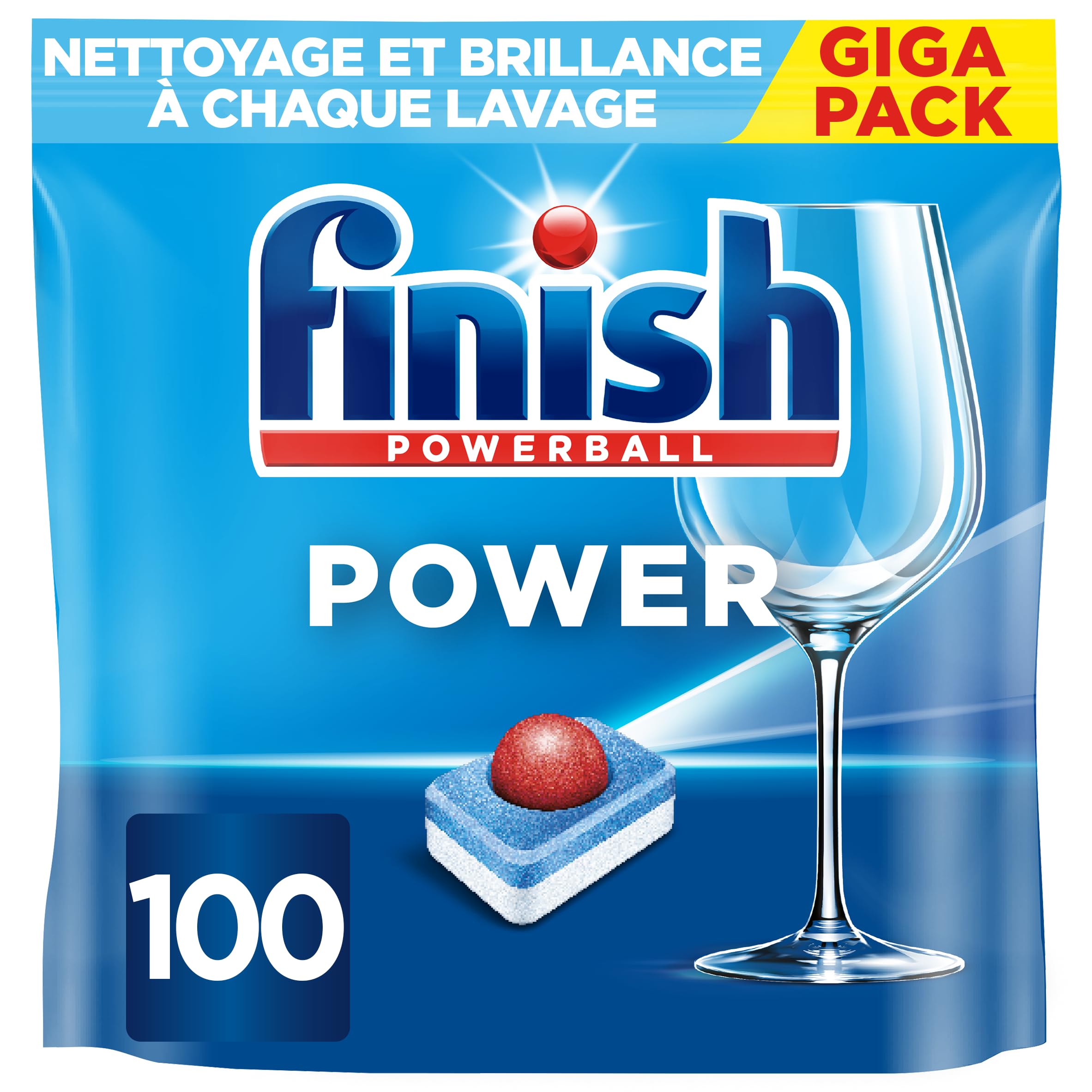 Finish Pastilles Lave-Vaisselle Powerball Comprimé Sans parfum All in One Max - 100 Tablettes Lave-Vaisselle