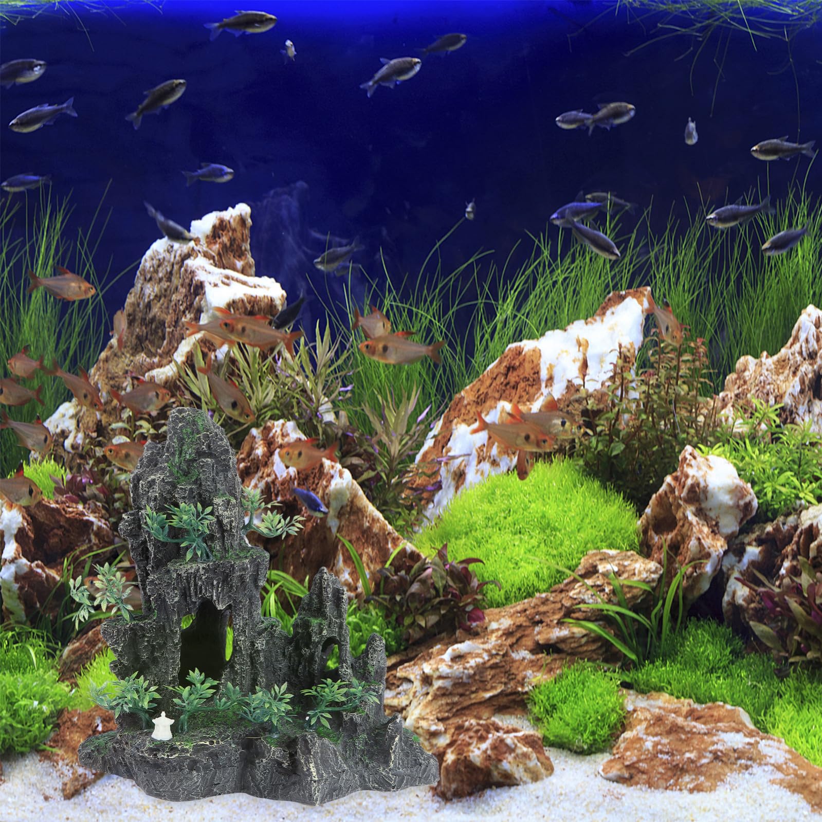 minkissy decoración de plantas rocas artificiales decoraciones de plantas adorno de acuario montaña pecera deriva madera decoraciones de acuario cueva acuario pico decoración manualidades decorar