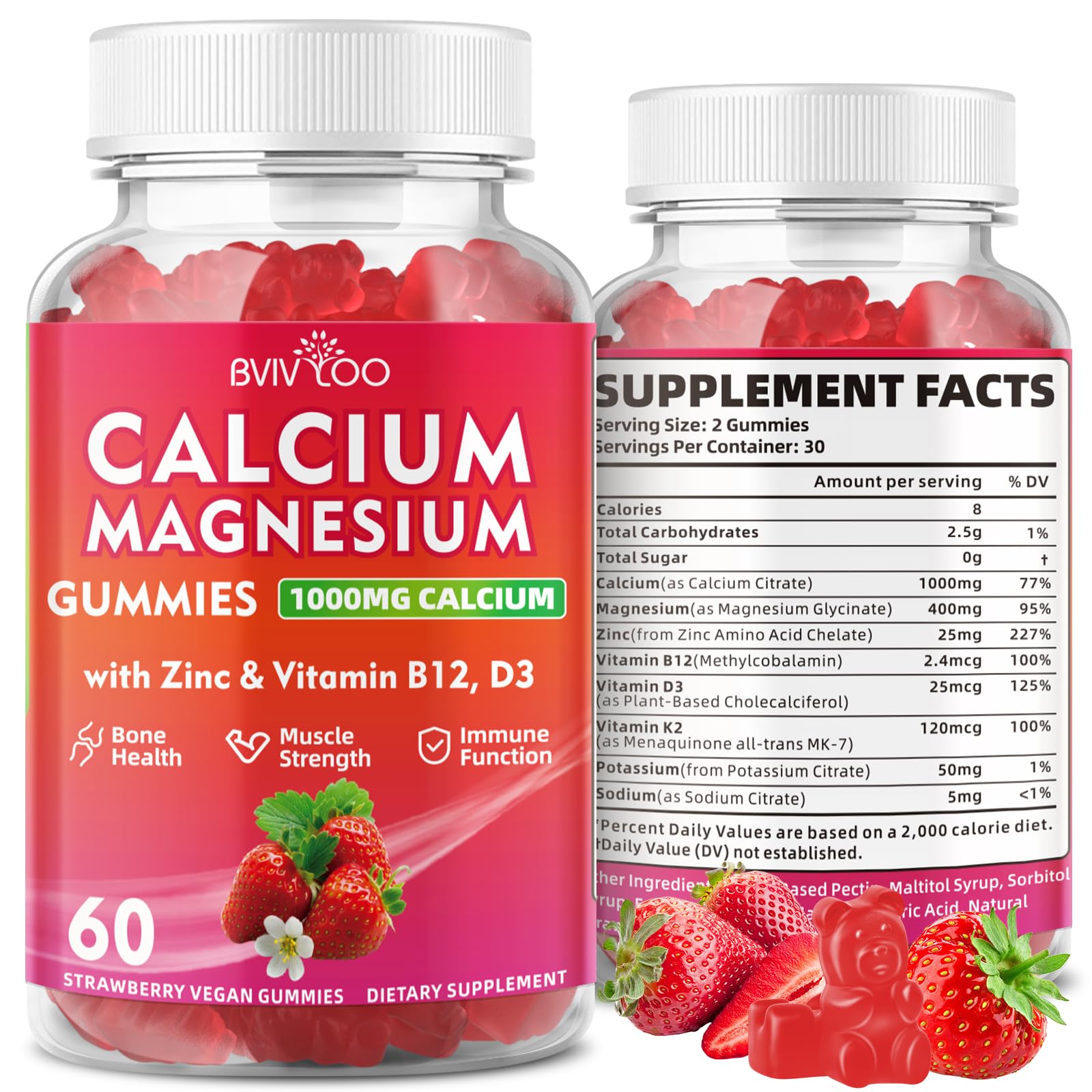 Calcium Gummies 1000mg with D3 K2 B Complex