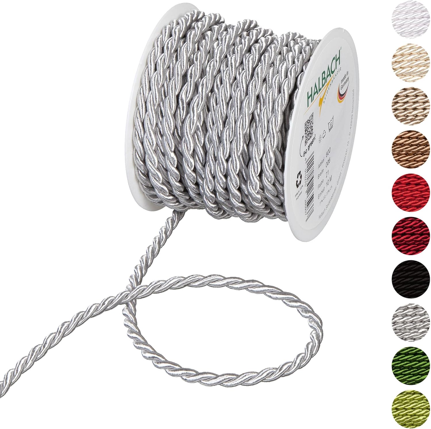 Halbach Seidenbänder Premium koord (blauw) | breedte 6 mm lengte 10 m | Made in Germany & Öko-Tex gecertificeerd | glanzend satijnen koord van acetaat