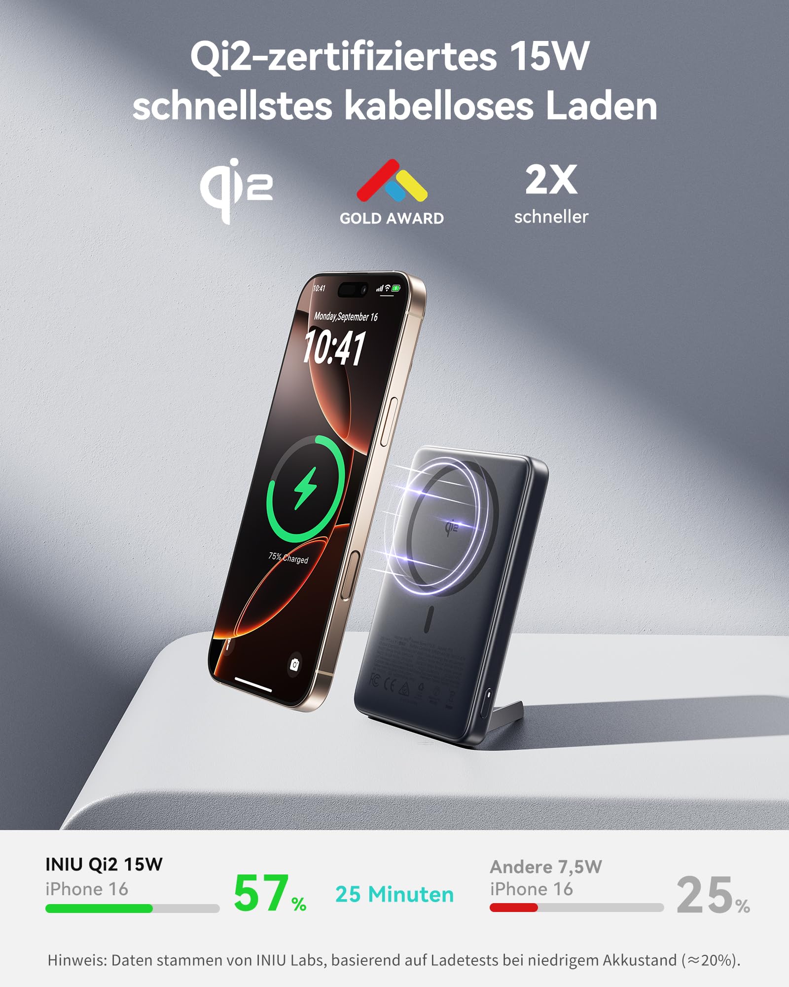 INIU für MagSafe Qi2 15W Powerbank, Ultraschlank 10000mAh Externe Handyakku