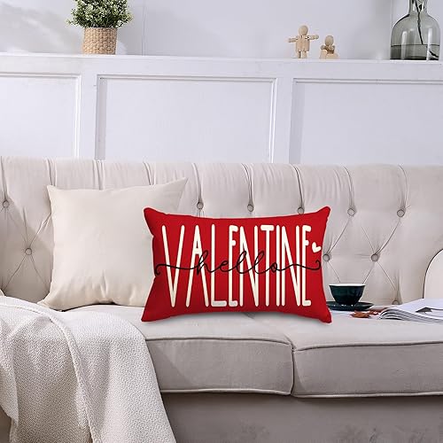 Miniatura 7 de AnyDesign - 2 fundas de almohada rectangulares para el día de San Valentín, mini corazón rojo, funda de almohada de 12 x 20 pulgadas, romántica,