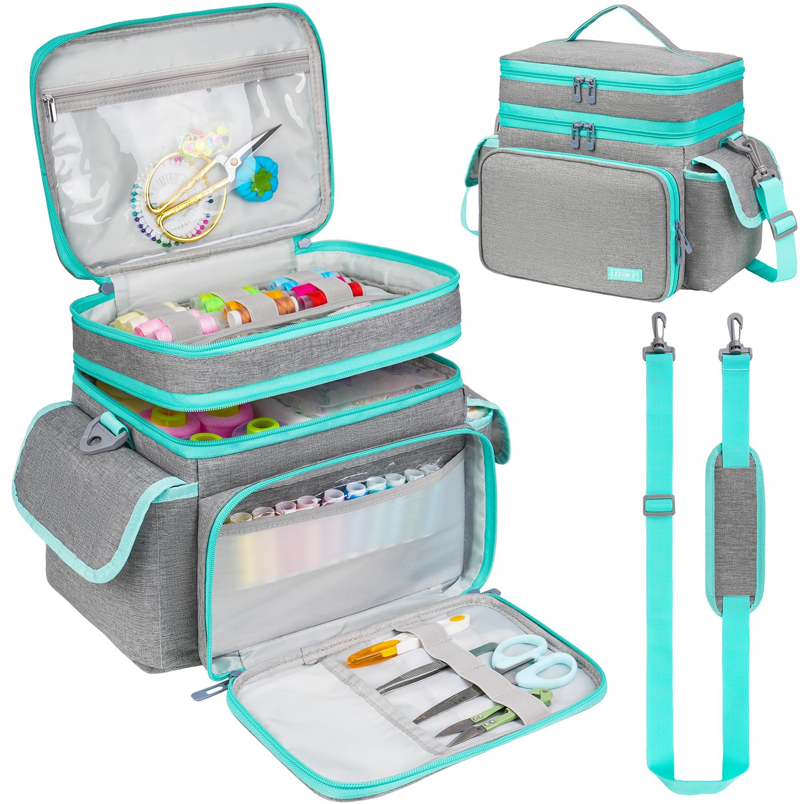 LEFOR·Z Small Sewing Supplies Organizer Bag(10.5 x 8 x 9inch),Sewing Box