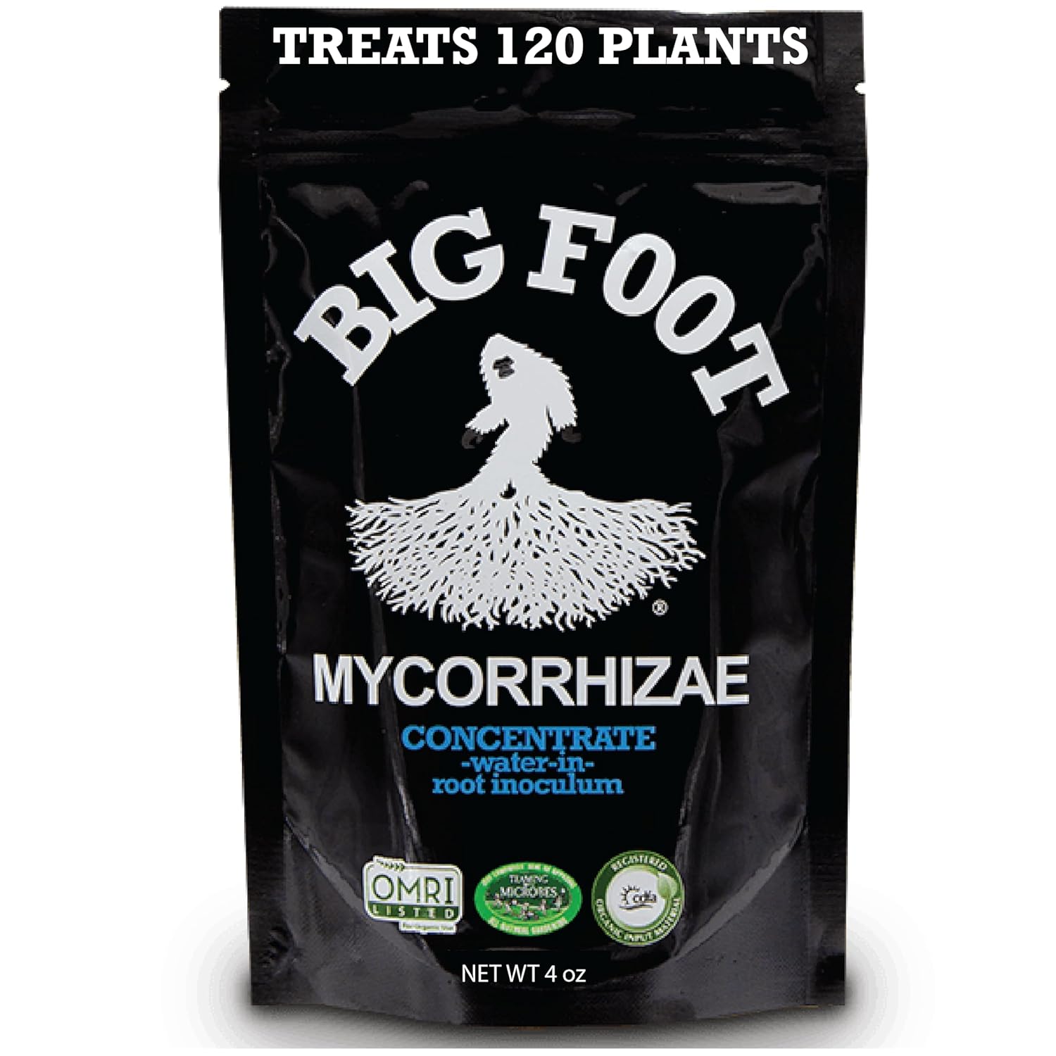 Big Foot Mycorrhizae for Plants, Potted Plants and Gardens - Concentrate Fully Dissolves in Water, Year Round Organic Fertilizer for Root Growth and Healthy Soil - 4 Ounces