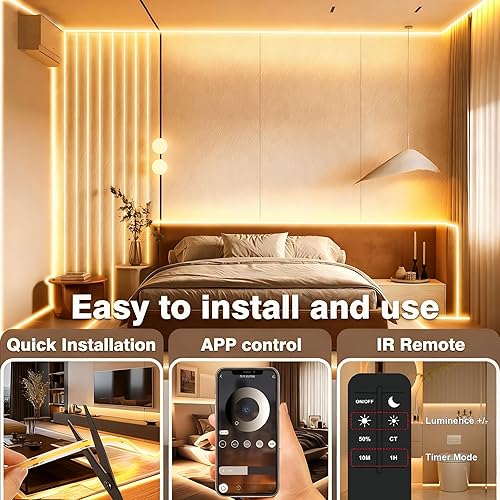 Miniatura 6 de IP67 COB LED tira de luz 100FT30M al aire libre llevó luces de tira impermeable 3000 K CRI90+flexible 24 V para terrazas de cocina