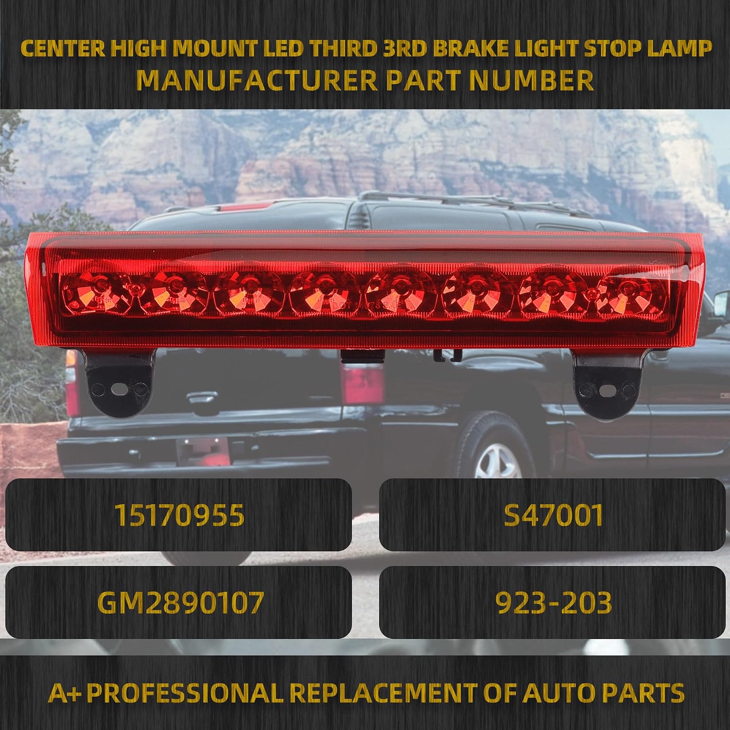 Dasbecan LED 3rd High Mount Brake Light Carge Light Compatible with 2000-2006 Chevrolet Suburban 1500/2500 Tahoe GMC Yukon 1500/2500 Replaces# 15170955 923-203 GM2890107