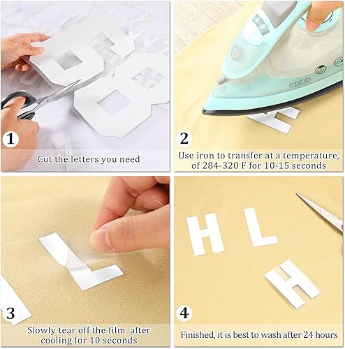 Miniatura 6 de 18 hojas de 216 piezas de 8 pulgadas con números de planchado de 2 pulgadas, kit de parches de letras para planchar de 0 a 11 números de planchado