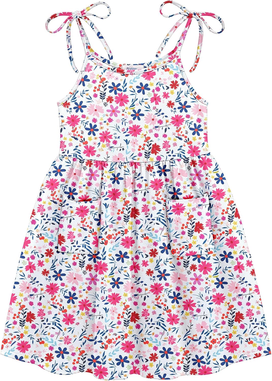 Arshiner Toddler Summer Dress Little Girls Sleeveless Bowknot Sundress Casual Beach Party Dresses with Pocket