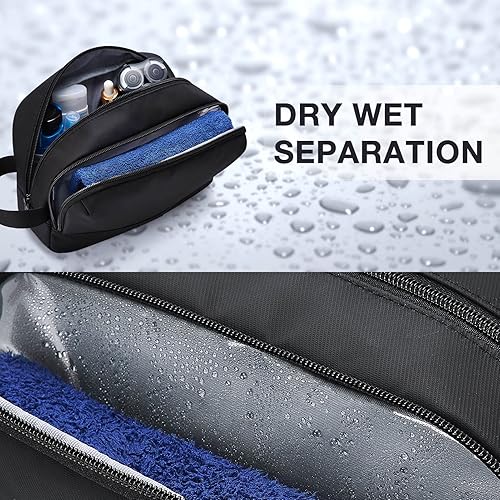 Miniatura 8 de BAGSMART Neceser de viaje para hombres, kit Dopp resistente al agua, bolsa de afeitar para accesorios de aseo personal, Negro Gris, BásicoOcio