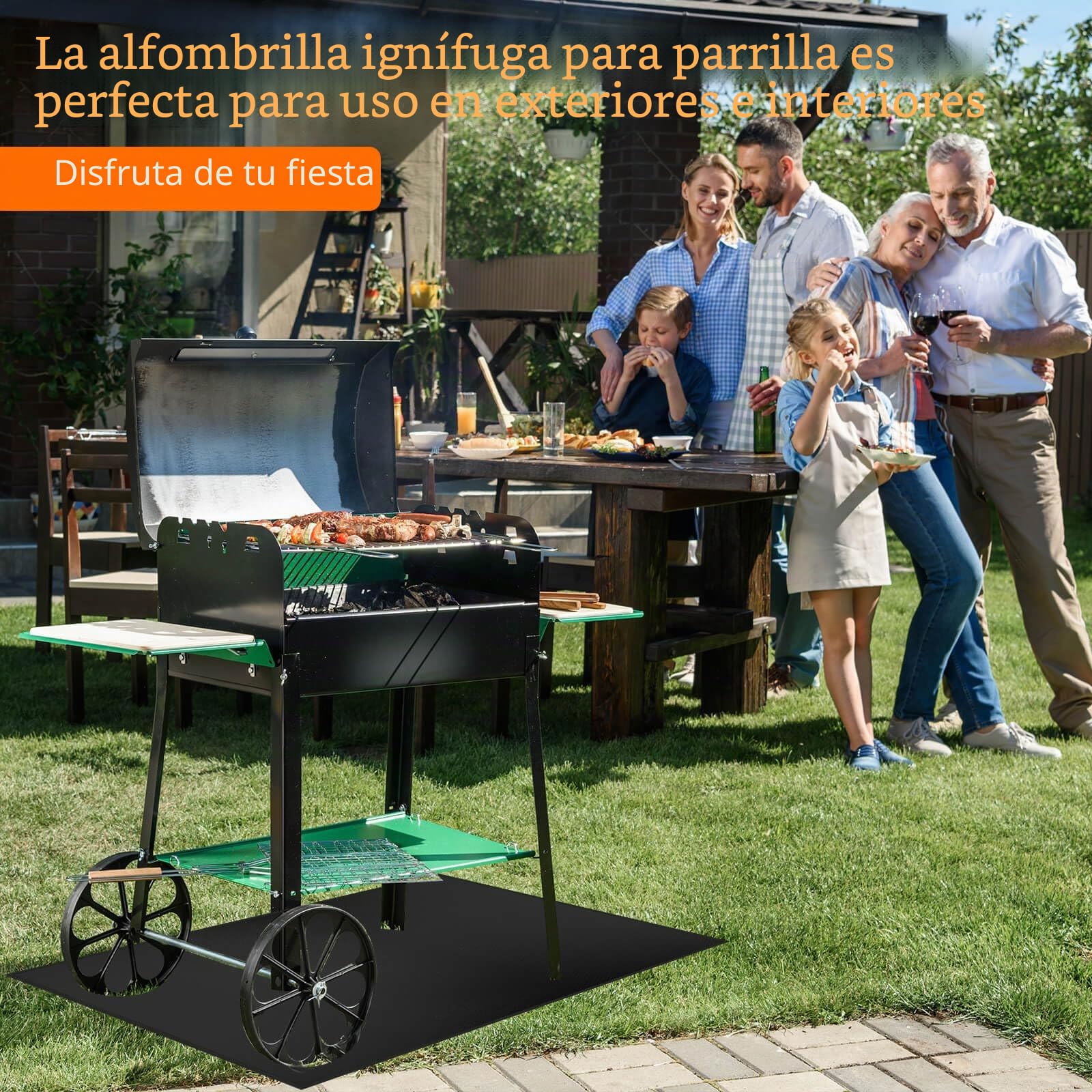 Tapete grueso para debajo de la parrilla, negro, 60 x 42 pulgadas, ignífugo, a prueba de aceite, impermeable, protector de barbacoa