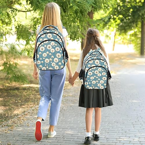 Vista 8 de Mochila de viaje victoriana retro con flor de diente de león blanca para niños, adolescentes, niños, mochila escolar para adolescentes y niños
