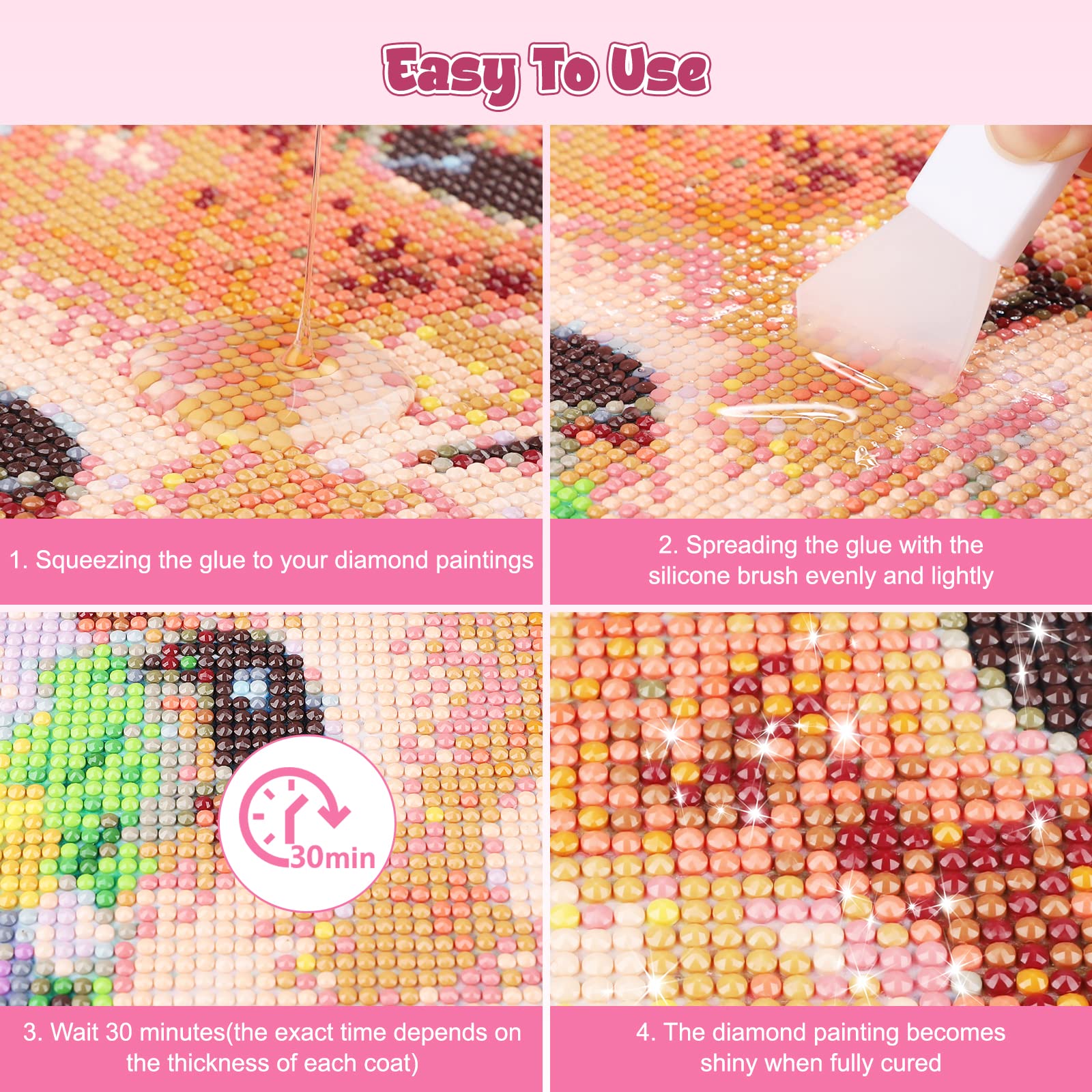GHHKUD Colla per Pittura con Diamanti 300ml, Diamond Painting Kit Completo, Colla per Pittura Diamantata con Pennello, Diamond Painting Accessori, Mantenere il Diamond Painting Scintillante