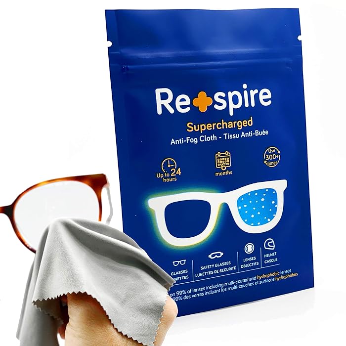 Buy Re+spire 1 x Supercharged AntiFog Wipe for Glasses l Microfiber