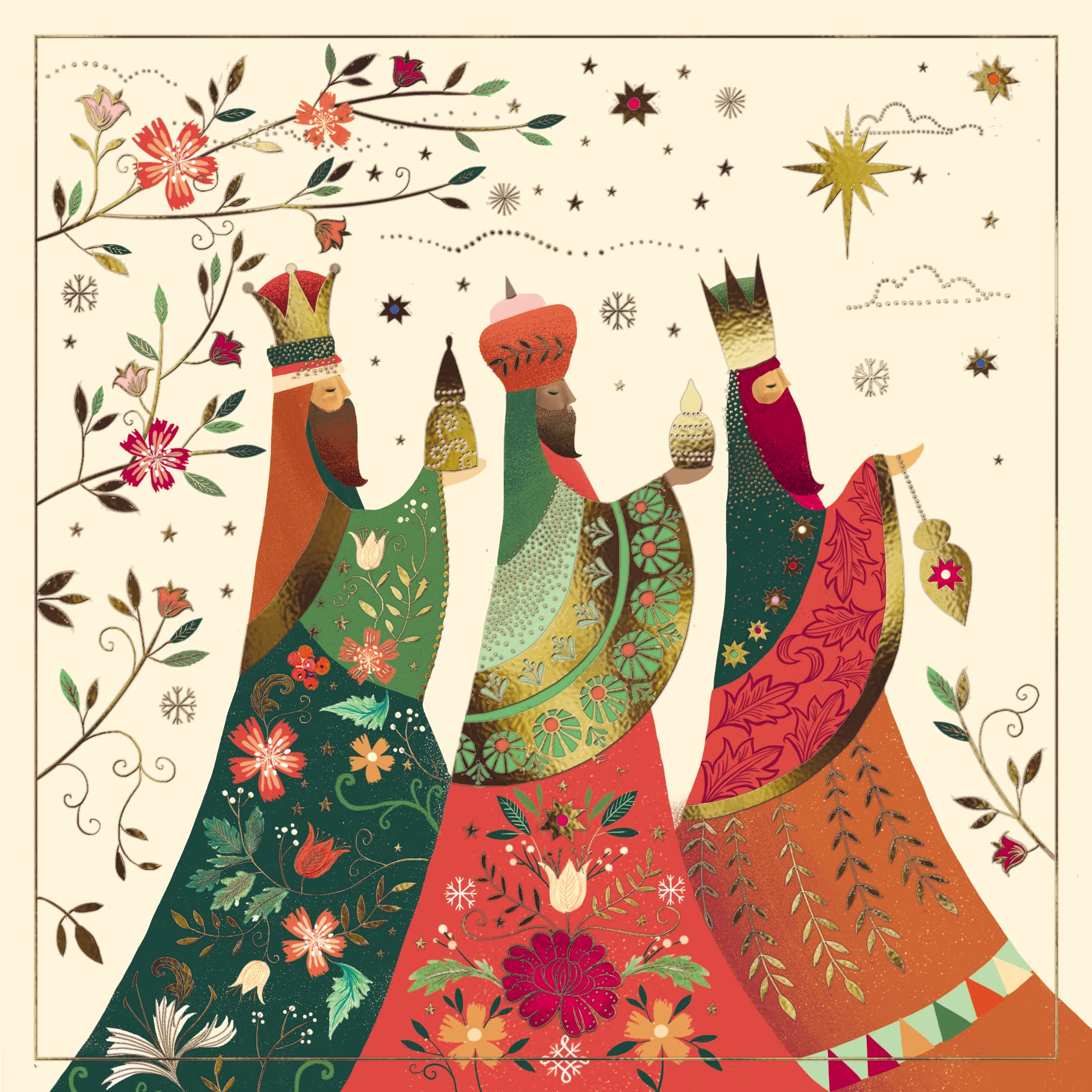Box of 12 Kings & Angel Luxury Foiled Christmas Cards in 2 Designs Boxed Xmas XOM0002, Multicolor, 16cm x 16cm - Image 3