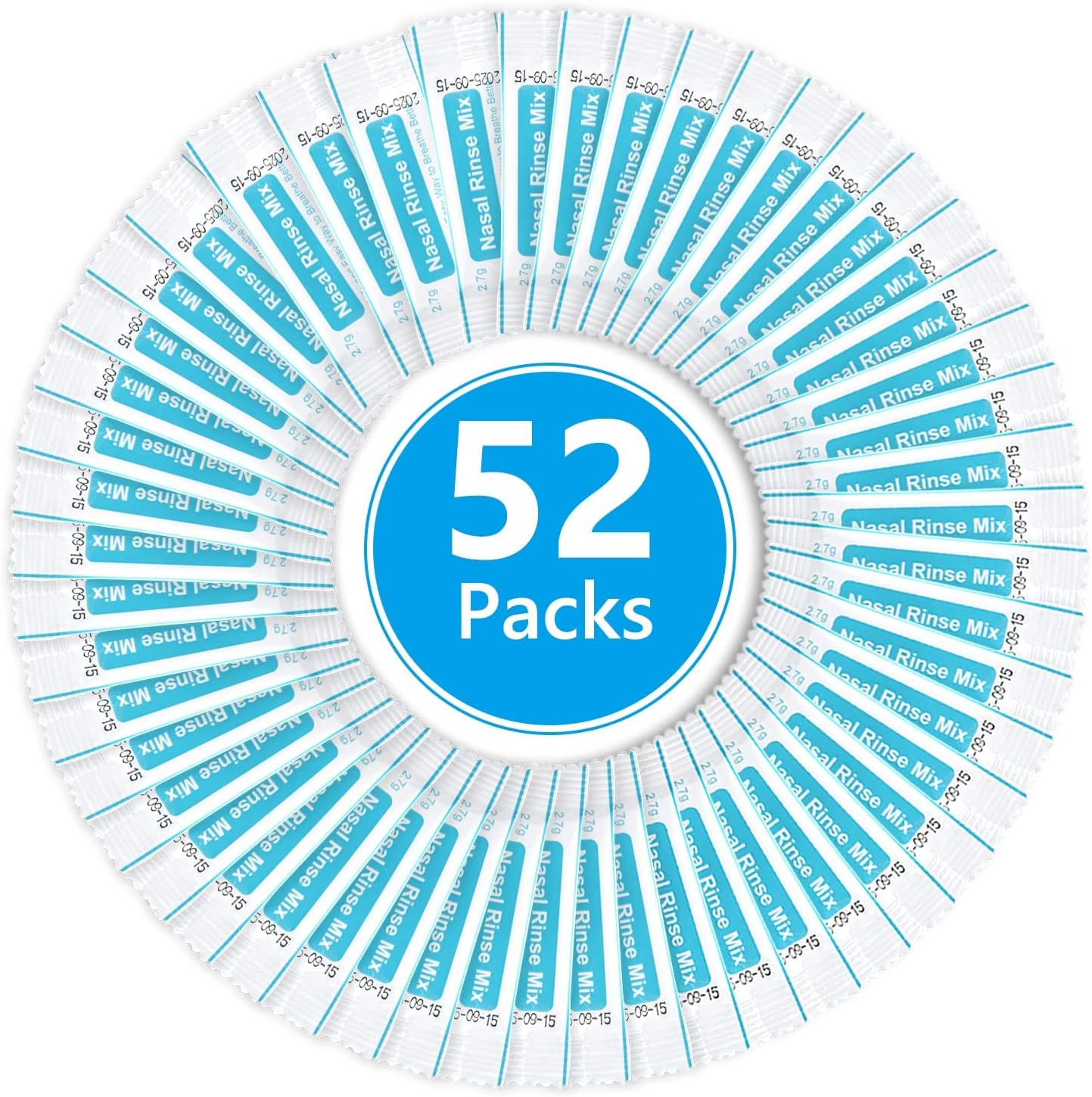 Sinus Rinse Refill, 52 Packets Neti Pot Salt, Individually Wrapped Nasal Rinse Salt, Sinus Rinse Salt for Neti Pots, Sinus Relief Rinse Kit for Adult & Kid