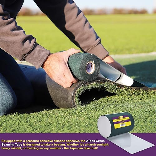 Miniatura 3 de ATack Cinta de césped artificial, 6 pulgadas por 32 pies, cinta adhesiva de unión de césped sintético, ideal para exteriores, patio y césped, cinta