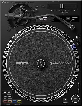 Pioneer DJ PLX-CRSS12 Professional Direct Drive Turntable with DVS Control - Black Bundle with Headphones, TRS-to-RCA Breakout Cable, Slipmat, Cleaning Kit, and Austin Bazaar Polishing Cloth